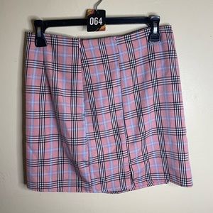 Pink plaid skirt